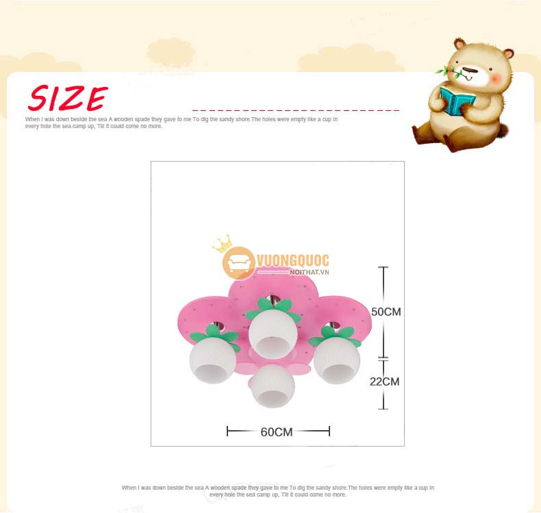 Đèn ốp trần cho bé màu hồng dễ thương uhs111-6